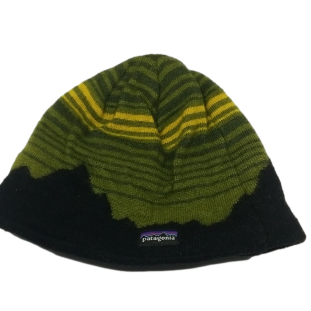 PATAGONIA Merino Wool Beanie Hat Baby Small Green Navy